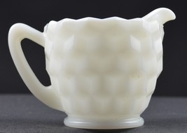 Vintage Jeannette Glass Cube White Pattern Creamer 2.5&quot; Tall Cream Pitcher Milk - £5.50 GBP