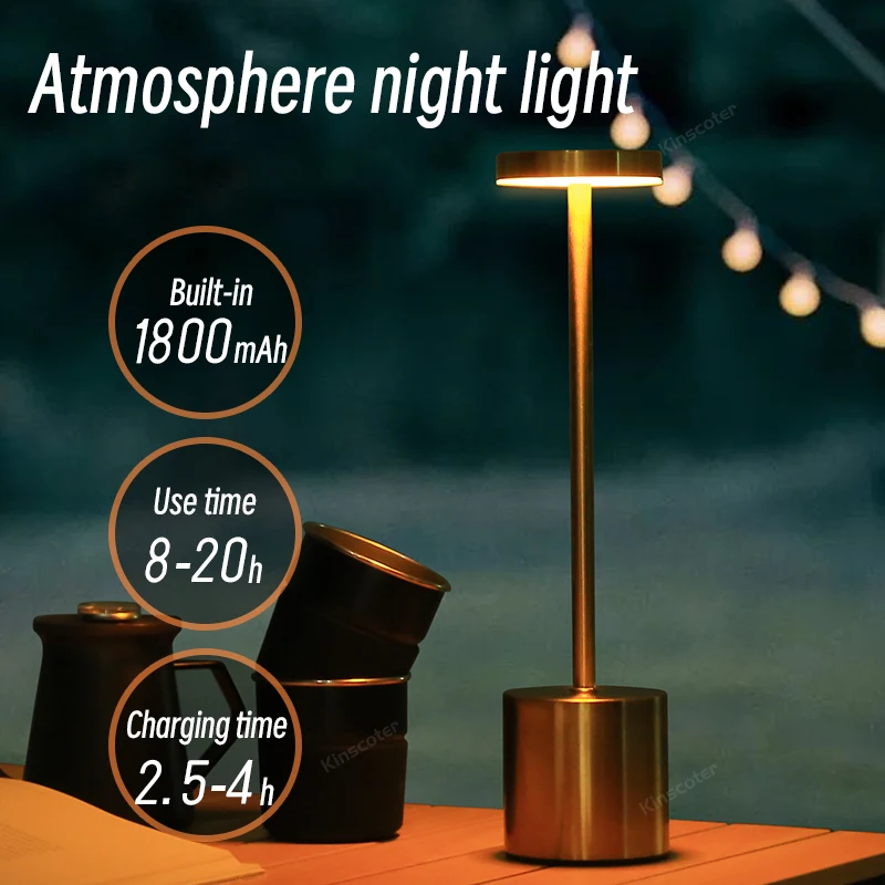 Ight rechargeable bedside table lamps touch stepless dimming portable desk lamp for bar thumb200