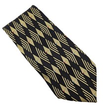 DeSantis Collection Mens Neck Tie Silk Black Gold Geometric Italy Busine... - £16.61 GBP