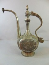 Vintage Antique Middle Eastern Hunt Scene Copper Tea Pot - $247.50