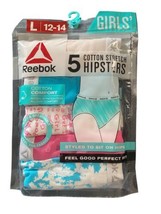 Reebok Girls Size L 12-14 Cotton Hipsters 5-Pack Stretch Panties Nip - £12.45 GBP