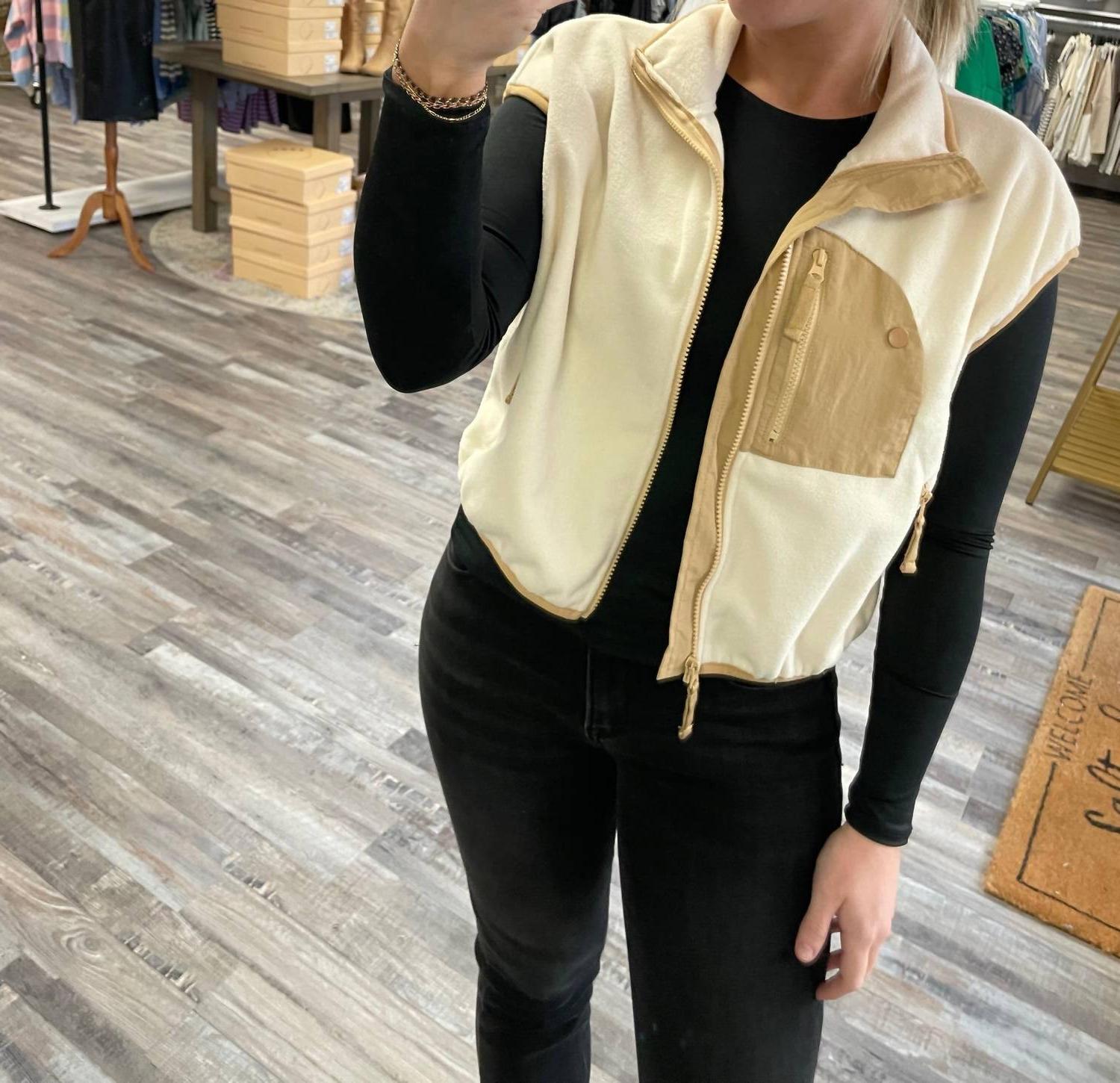 Papermoon Oversized Fleece Vest Cream - $40.00