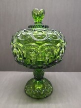LE Smith Moon And Star green  Large 9 1/2&quot; Covered Compote - £39.50 GBP