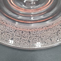 Beautiful Highly Etched Pink Depression Glass Sandwich Cookie Snack Plat... - $19.79