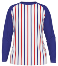 Men&#39;s casual Striped Long Raglan Navy Sleeve T-shirt red white blue vert... - £31.32 GBP