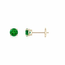 Angara Natural 3mm Emerald Classic Earrings in 14K Yellow Gold for Women - £355.83 GBP