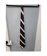 Claiborne Silk Tie Burgundy Black White Striped Made in USA Classic 90s - $334.80 MXN