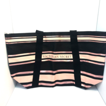 Victoria &#39;s Secret Sparkle Tote Bag Stripe Black Pink Large New With Tag... - $24.74