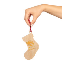 Engraved Wooden Ornaments, Rustic Decor with Red Ribbon, Magnet Back for Easy Di - £14.04 GBP