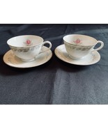2 Vintage Pink Rose Royal Swirl Fine China Cups &amp; Saucers - €14,30 EUR