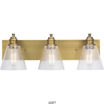 Elsey Manor 24 in. 3-Light Warm Brass Vanity Light with Clear Glass Shades - £68.48 GBP