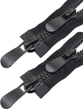 #8 2Pcs Zippers Two Way Separating Plastic Double Slider Black Large Resin Zippe - £15.27 GBP