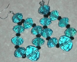 Gorgeous Blue Ocean and Black Onyx Crystal and Sterling Silver Earrings - $17.99