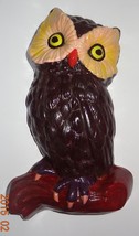 Vintage Owl hand painted Brown 70&#39; Style Sitting on Branch Wall Hanging - £23.58 GBP