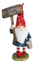 Whimsical Garden Mr Gnome With Hammer and Mushroom Farm Plank Sign Figurine - $21.99
