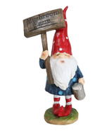 Whimsical Garden Mr Gnome With Hammer and Mushroom Farm Plank Sign Figurine - $405.85 MXN
