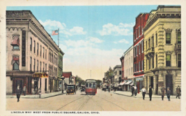 Galion Ohio~Lincoln Way West From Public SQUARE-TROLLEY-HOTEL~1920s Postcard - £7.09 GBP