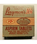 Vintage Laymon’s 16’s Vintage Aspirin Tablets Box, Spencer Indiana NOS PB33 - £15.97 GBP