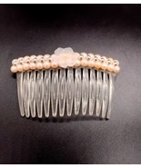 Vintage Womens Faux Pearl Floral Hair Comb Pink Silver Romantic Elegant ... - £10.11 GBP