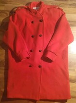 Mackintosh Ladies Cherry Red 100% Wool Coat Made In USA 1980&#39;s Size 8 - $49.49