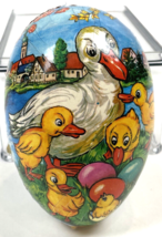 Vintage Paper Mache Easter Egg Candy Container 4.5&quot;x3&quot; Ducks Germany - £18.83 GBP