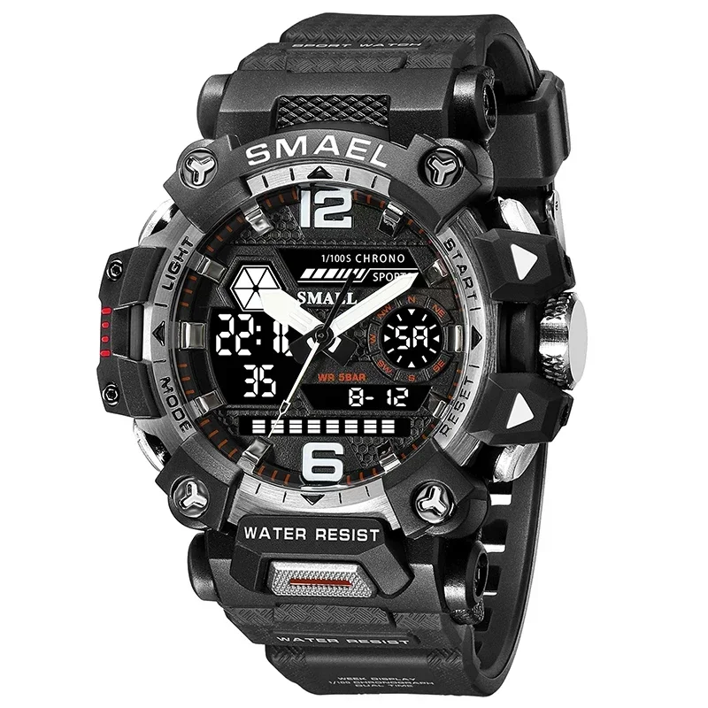 50m Waterproof Sports Watch Military Man Sports Watch Digital Dual Displ... - £18.59 GBP