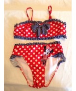July 4th Size 7  8 Minnie Mouse bikini set Disney 2 pc polka dots red blue - £9.40 GBP
