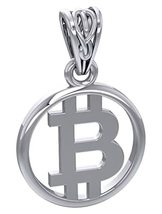 Jewelry Trends Crypto Sterling Silver Small Bitcoin Symbol Cryptocurrency Pendan - £33.97 GBP