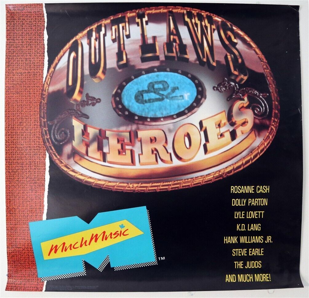 Much Music Outlaws &amp; Heroes Poster Parton / Lovett / Cash / Williams / K... - $23.75