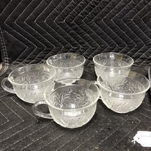 ANCHOR SANDWICH GLASS Clear PUNCH CUPS SET OF 5 - £7.09 GBP