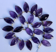 Natural 22 peace faceted one sided flat marquise amethyst briolette gemstone bea - £55.93 GBP