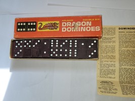 Halsam Dragon Dominoes Wooden Double Six 28 Pieces No. 622 Vintage Compl... - $12.92