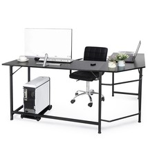 L Shaped Desk Corner Computer Gaming Laptop Table Office Black Workstation Home - £93.47 GBP