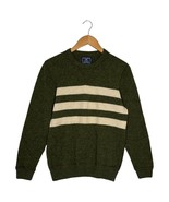 Lucky Brand Mens M Lambs Wool Pullover Stripe Long Sleeve Round Neck Green - $40.60 CAD