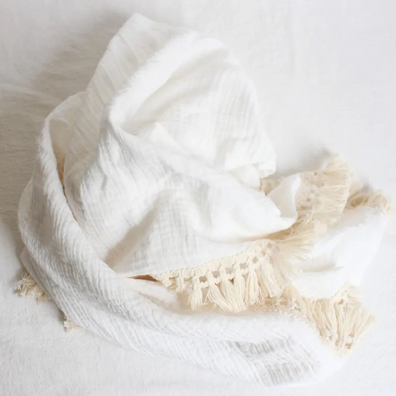 Cotton Muslin Baby Girl Boy Blankets Newborn Swaddle Wrap Blanket Tassel... - $37.51