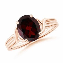 ANGARA Classic Oval Garnet Criss-Cross Cocktail Ring for Women in 14K Solid Gold - £510.06 GBP