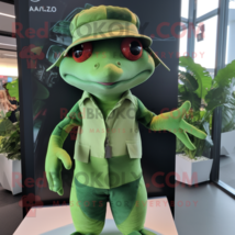 Green Geckos mascot costume character dressed with a Wrap Skirt and Caps - £919.16 GBP