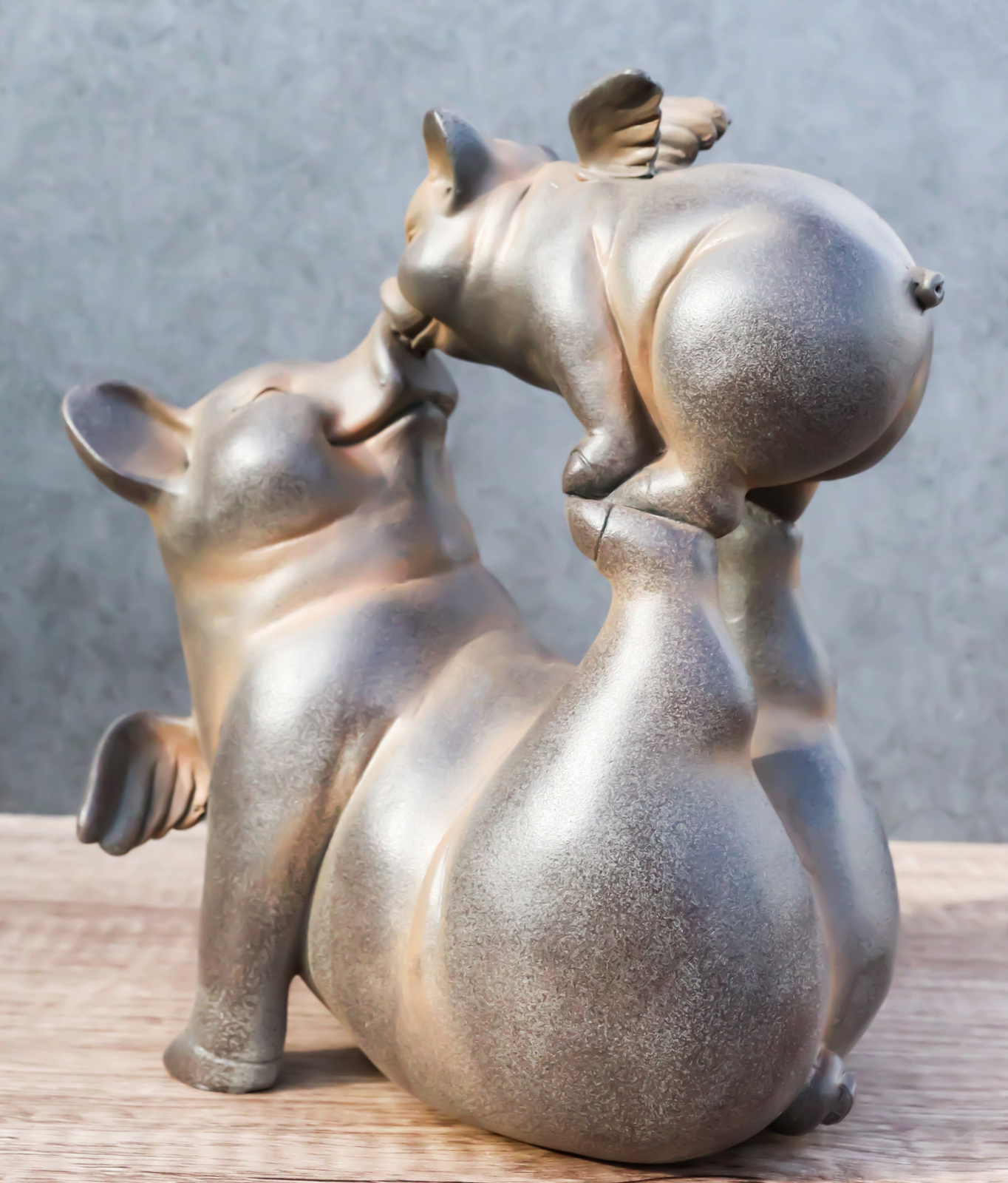 Rustic Hog Heavens Angel Wings Mother Pig Snout Kissing Baby Piglet Figu... - $27.99