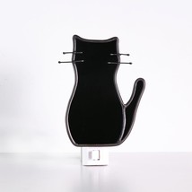 Black Cat Night Light,Stained Glass Cat Night Light With Bulb,Warm Yellow Plug I - £32.64 GBP