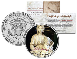 Michelangelo *Madonna And Child* Jesus Statue Sculpture Jfk Half Dollar Us Coin - £6.84 GBP