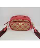 Coach C8390 Signature Heart Print Camera Bag Crossbody Handbag Tan Red A... - $187.36