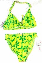 Sunsets Citrus Splash Lime Padded Halter Bikini Swimsuit M Top &amp; S Botto... - £53.07 GBP