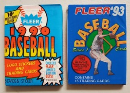  1990 &amp; 1993 Fleer Series-1 Baseball Lot of 2 New Sealed Unopened Packs* - £10.74 GBP