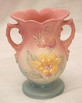Hull Art Pottery Vase Art Deco Wild Flowers Doubled Handle Vintage 1940s USA b - £27.24 GBP