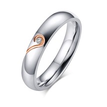 Vnox Couple Ring for Women Men Heart Stainless Steel Promise Jewelry - £7.70 GBP