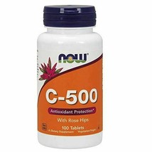 NEW NOW Vitamin C-500 with Rose Hips Antioxidant 100 Tablets - £8.96 GBP