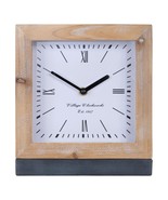 Melrose 92374DS 8 x 9 in. Wood &amp; Iron Clock Brown Gray &amp; White - $69.25