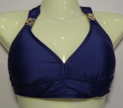 Antonio Melani Size Medium Removable Soft Cups Slider Halter Navy New Bikini Top - £54.94 GBP