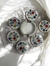 3.5&quot; Natural Antique Floral Arts Inlay Gemstone Work White Marble Coaste... - €214,26 EUR