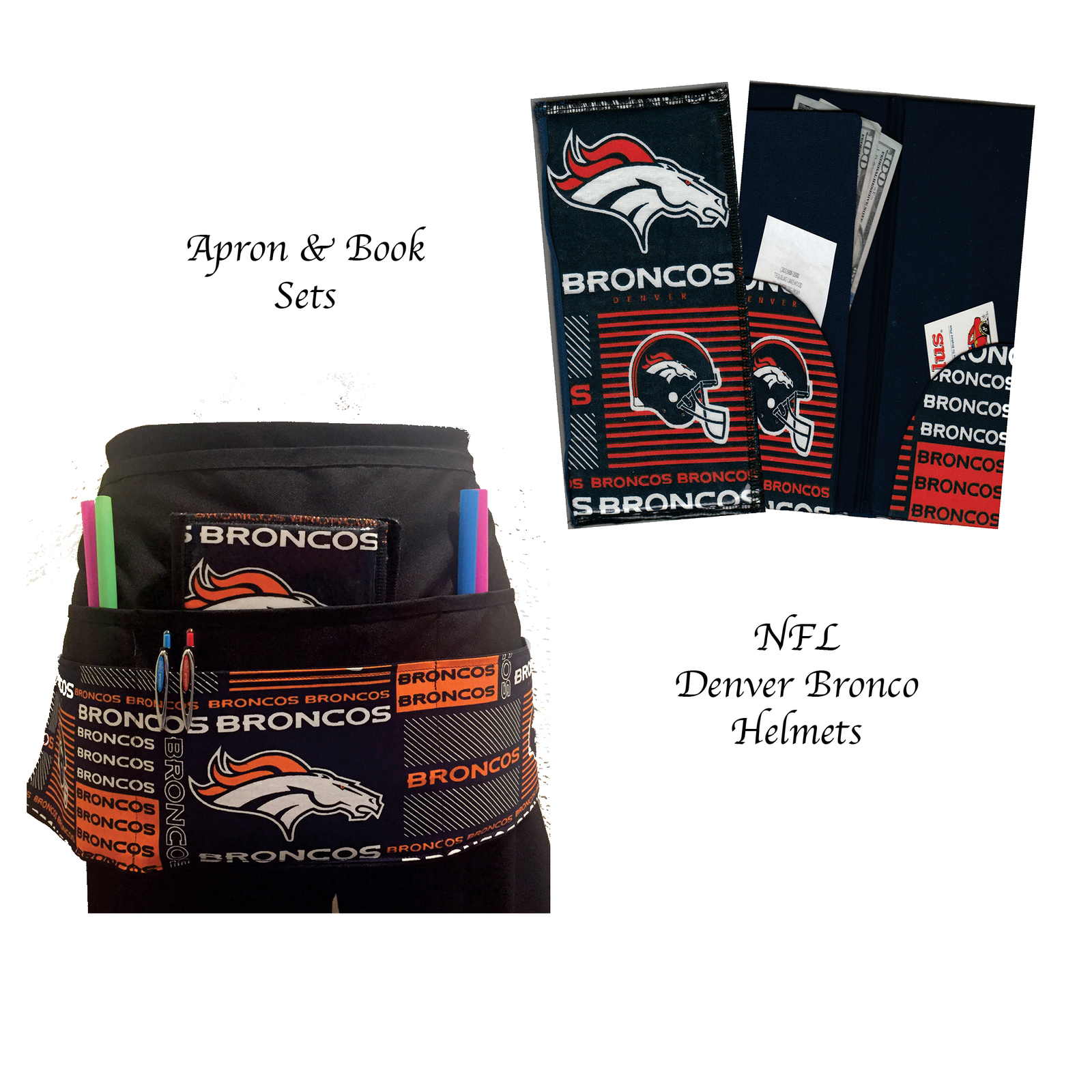 Primary image for NFL Denver Broncos Helmet Server Book and Apron Set 